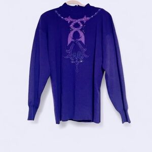 Vintage Purple Mock Neck Sweater Tunic